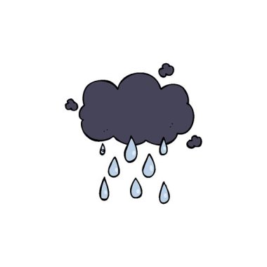 Basit bir çizgi film bulutu yağmur yağıyor.