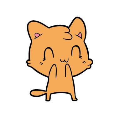 Basit bir çizgi film çizgi filmi gibi mutlu bir kedi.