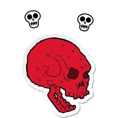 Çizgi filmdeki ürkütücü kafatasının basit bir döngü hareketli çıkartması.