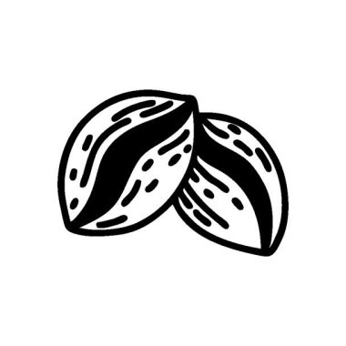 Kahve çekirdeği ikonunun siyah çizgili basit bir çizgi dövmesi.