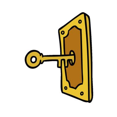 Basit bir döngü çizilmiş el çizimi bir kapı kolu karalaması.