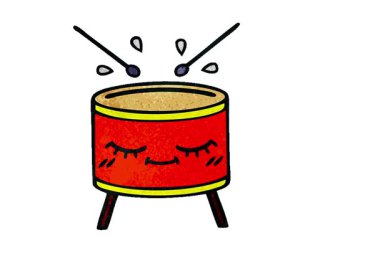 Basit bir döngü animasyon retro grunge desen davulun çizgi filmi