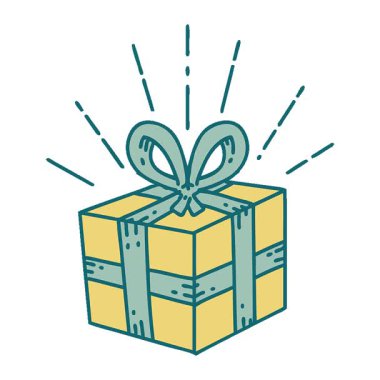 Geleneksel dövme stili bir Noel hediyesinin basit bir döngü canlandırması