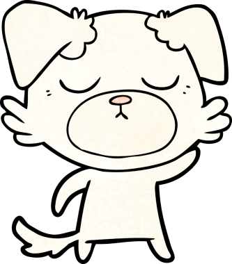 Bir insan tarafından çizilmiş şirin bir çizgi film köpeği.