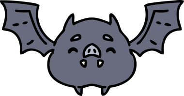 Bir insan tarafından çizilmiş süper şirin bir cadılar bayramı yarasasının çizgi filmi.