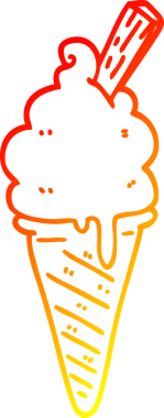 Bir insan tarafından çizilmiş çizgi film dondurmasının sıcak çizgi çizimi