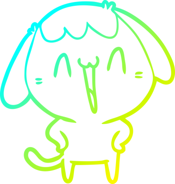 Bir insan tarafından çizilmiş şirin bir çizgi köpeğin soğuk gradyan çizgisi.