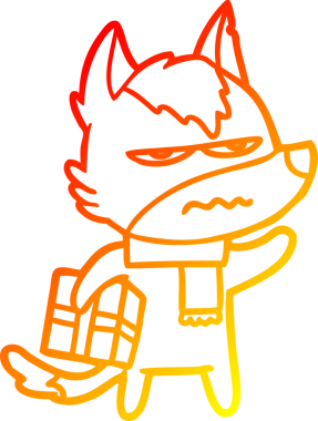 Bir insan tarafından çizilmiş kızgın bir kurdun sıcak çizgi çizimi.