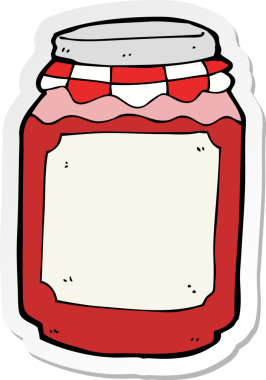 Bir insan tarafından çizilmiş reçel kavanozunun etiketi.