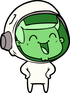 Bir insan tarafından çizilmiş mutlu astronot çizgi filmi.