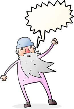 Bir insan tarafından çizilmiş termal iç çamaşırlı yaşlı adam.