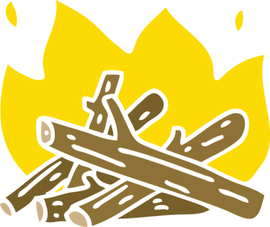 Bir insan tarafından çizilmiş garip bir kamp ateşi.