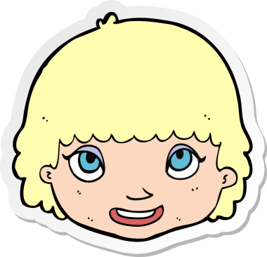 Bir insan tarafından çizilmiş mutlu kadın yüzü çıkartması.