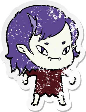 Bir insan tarafından çizilmiş, karikatür dostu vampir bir kızın sıkıntılı çıkartması.