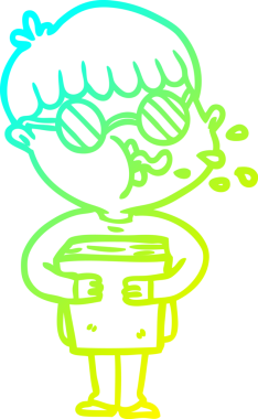 Bir insan tarafından çizilmiş gözlük takan çizgi film çocuğu çizimi.