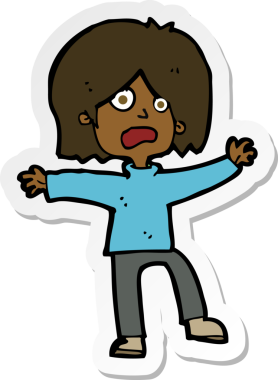 Bir insan tarafından çizilmiş korkulu bir çizgi film çıkartması.