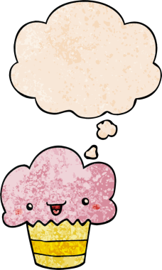 Bir insan tarafından çizilmiş, üzerinde düşünce kabarcığı olan çizgi film keki.