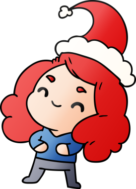 Bir insan tarafından çizilmiş Kawai kızının el çizimi gradyan çizgi filmi.