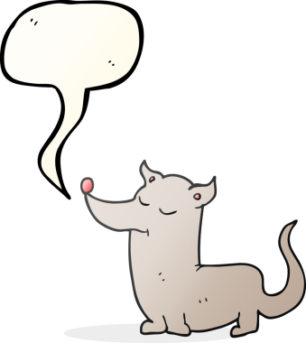 Bir insan tarafından çizilmiş serbest konuşma balonu karikatürü küçük köpek