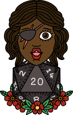 Retro Dövme Tarzı İnsan Rogue Bir insan tarafından çizilmiş 20 zar ile