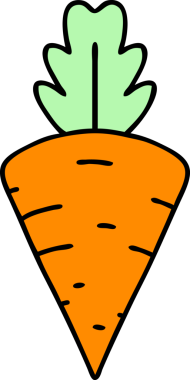 Bir insan tarafından çizilmiş lezzetli bir havuç karikatürü.