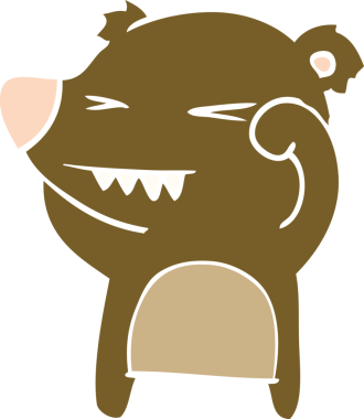 kızgın ayı düz renkli çizgi film bir insan tarafından çizildi.