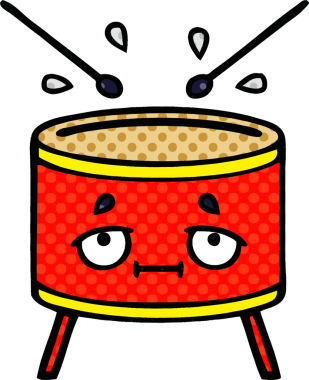 bir insan tarafından çizilmiş bir davul karikatürü.