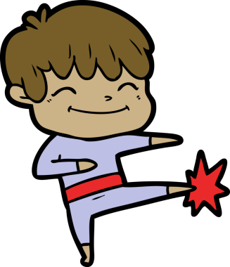 Bir insan tarafından çizilmiş mutlu çocuk çizgi filmi.