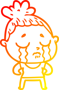 Bir insan tarafından çizilmiş, ağlayan sert bir kadının çizgi çizimi.