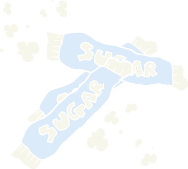 Bir insan tarafından çizilen şeker paketlerinin düz renk çizimi