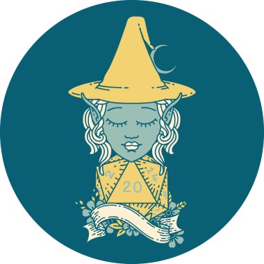 Retro Dövme Biçimli elf karakteri Bir insan tarafından çizilmiş doğal yirmi zar atışıyla