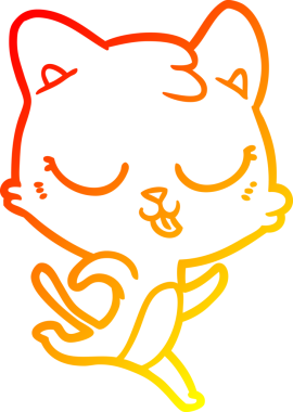 Bir insan tarafından çizilen çizgi film kedisinin sıcak çizgi çizimi