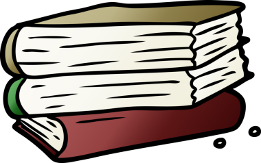 Bir insan tarafından çizilmiş bir yığın kitap.