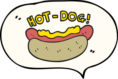 Bir insan tarafından çizilmiş serbest konuşma balonu karikatürü sosisli sandviç.