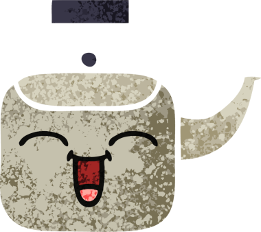 Bir insan tarafından çizilmiş bir çaydanlığın retro çizim tarzı karikatürü