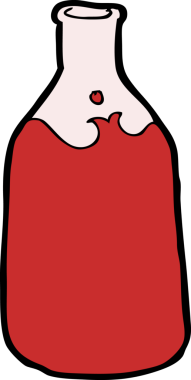 Bir insan tarafından çizilmiş karikatür şişesi.