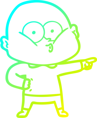 Bir insan tarafından çizilmiş, kel bir adamın soğuk çizgi çizimi.