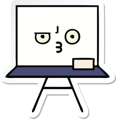 Bir insan tarafından çizilmiş beyaz bir karikatür çıkartması.