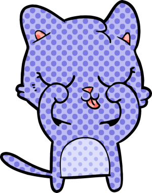 Bir insan tarafından çizilmiş çizgi film kedisi.