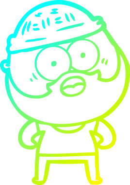 Bir insan tarafından çizilmiş sakallı bir karikatür çizimi.