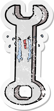 Bir insan tarafından çizilmiş çizgi film anahtarının sıkıntılı çıkartması.