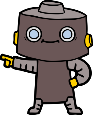 Bir insan tarafından çizilmiş çizgi film robotu