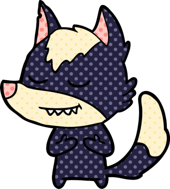 Bir insan tarafından çizilmiş dost canlısı bir kurt.