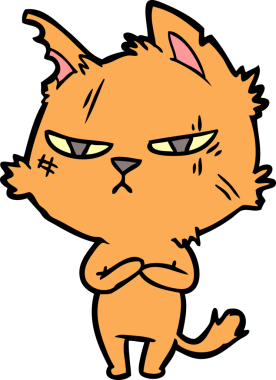 Bir insan tarafından çizilmiş sert çizgi film kedisi.