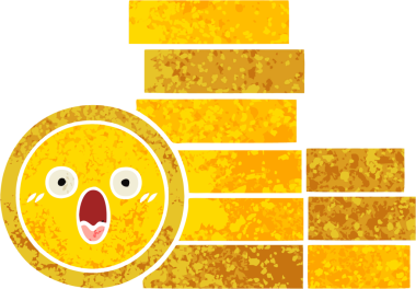 Bir insan tarafından çizilmiş paraların retro illüstrasyon tarzı karikatürü