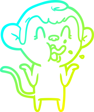 Bir insan tarafından çizilmiş çılgın bir çizgi film maymunu çizimi