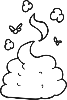 Bir insan tarafından çizilmiş siyah beyaz bir çizgi film iğrenç kakası.