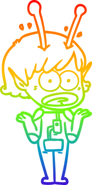 gökkuşağı gradyan çizimi bir çizgi film şok uzaylı kız bir insan tarafından çizildi