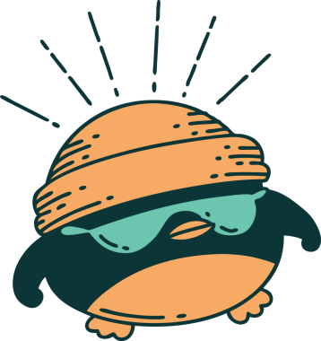 Geleneksel dövme stili, bir insan tarafından çizilmiş havalı bir nar bülbülü.