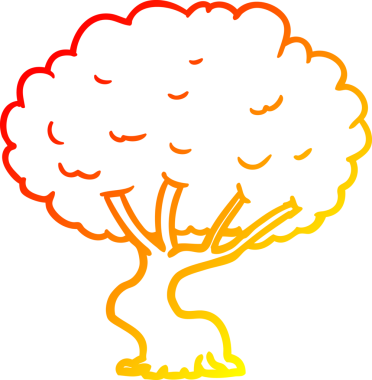 Bir insan tarafından çizilmiş bir çizgi film ağacının sıcak gradyan çizimi